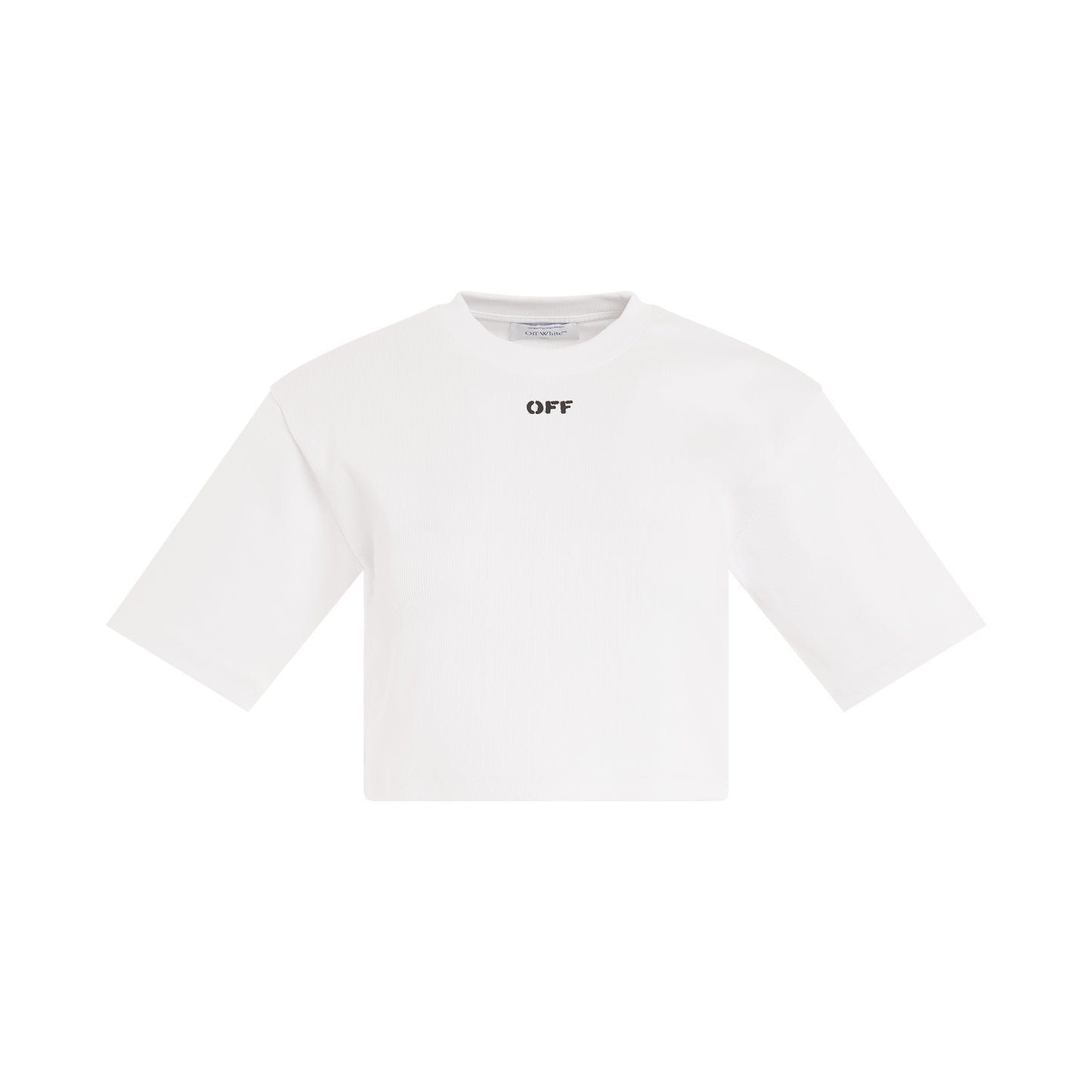 Off Stamp Rib Crop T-Shirt in White