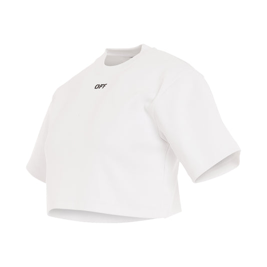 Off Stamp Rib Crop T-Shirt in White