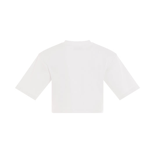 Off Stamp Rib Crop T-Shirt in White