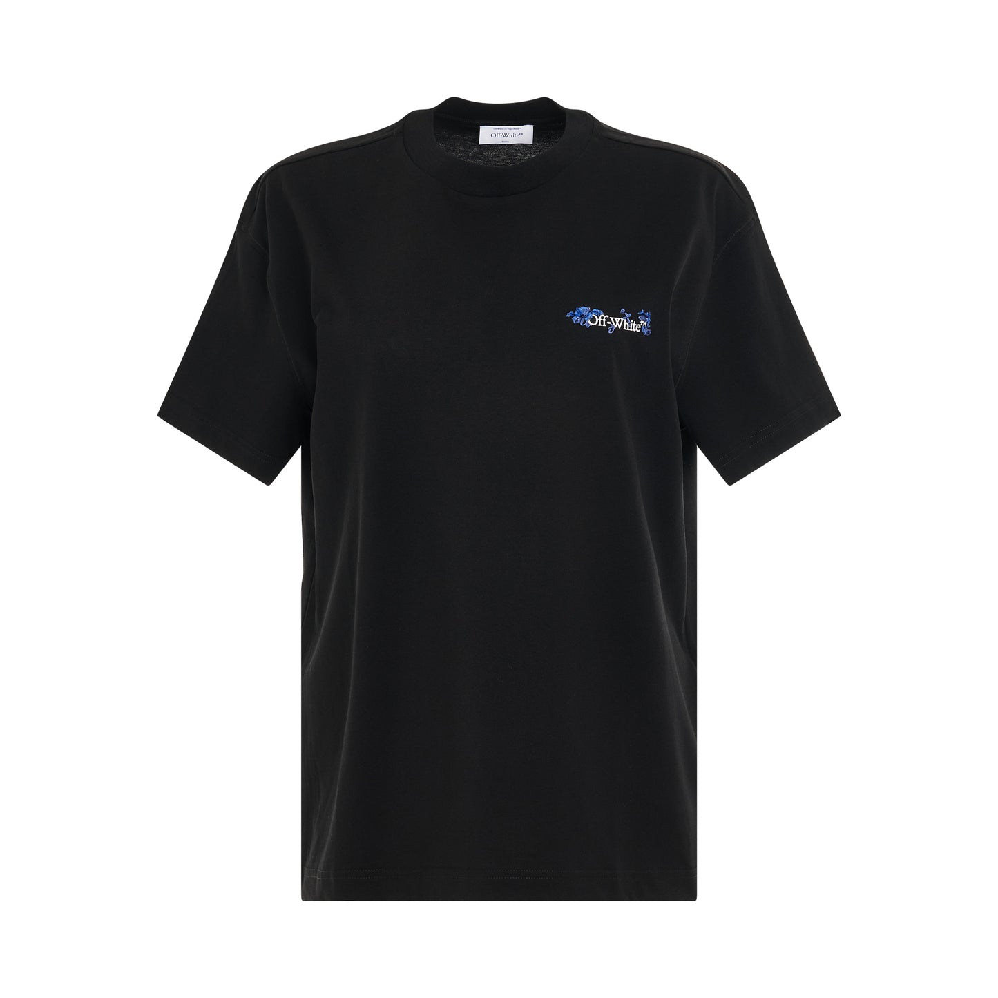 Embroidered Flower Arrow T-Shirt in Black/Blue