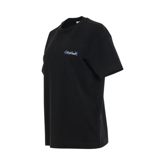 Embroidered Flower Arrow T-Shirt in Black/Blue