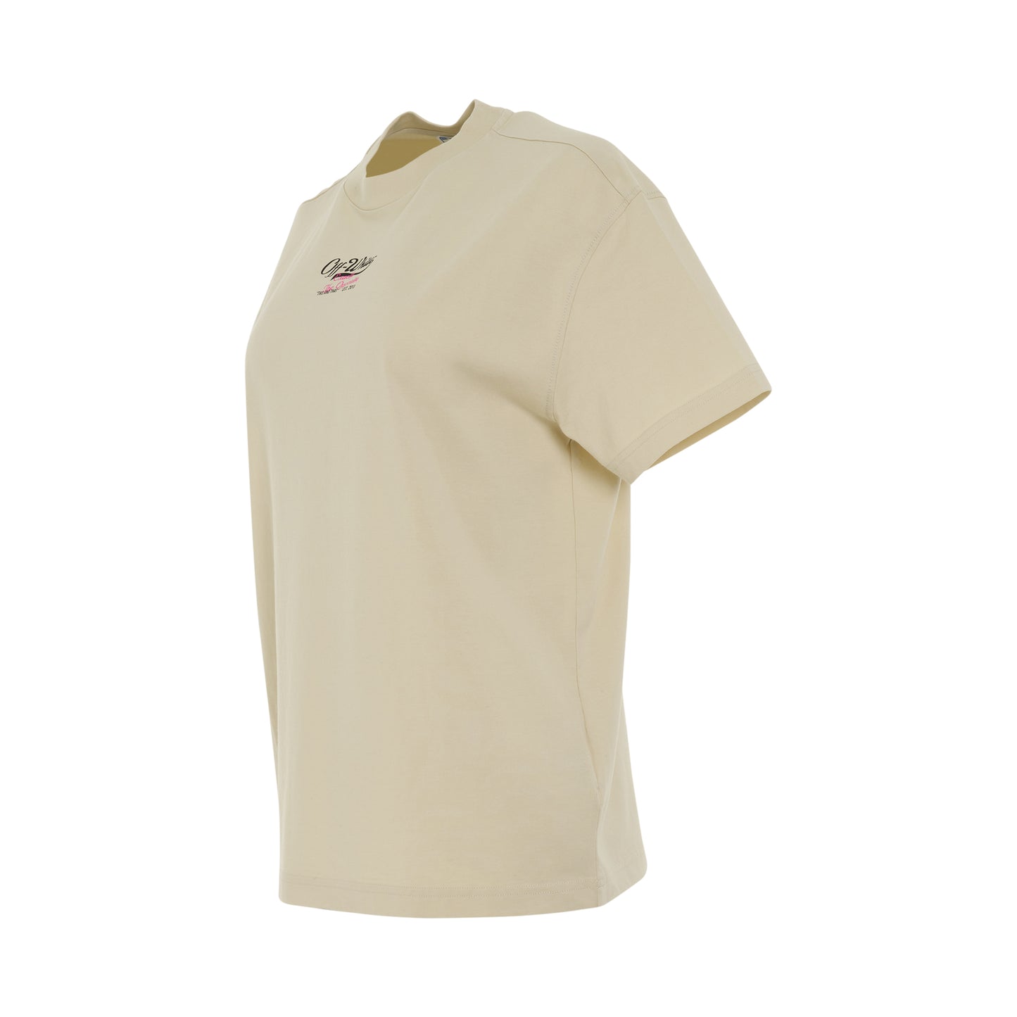 Embroidered Surf & Script Casual T-Shirt in Beige/Black