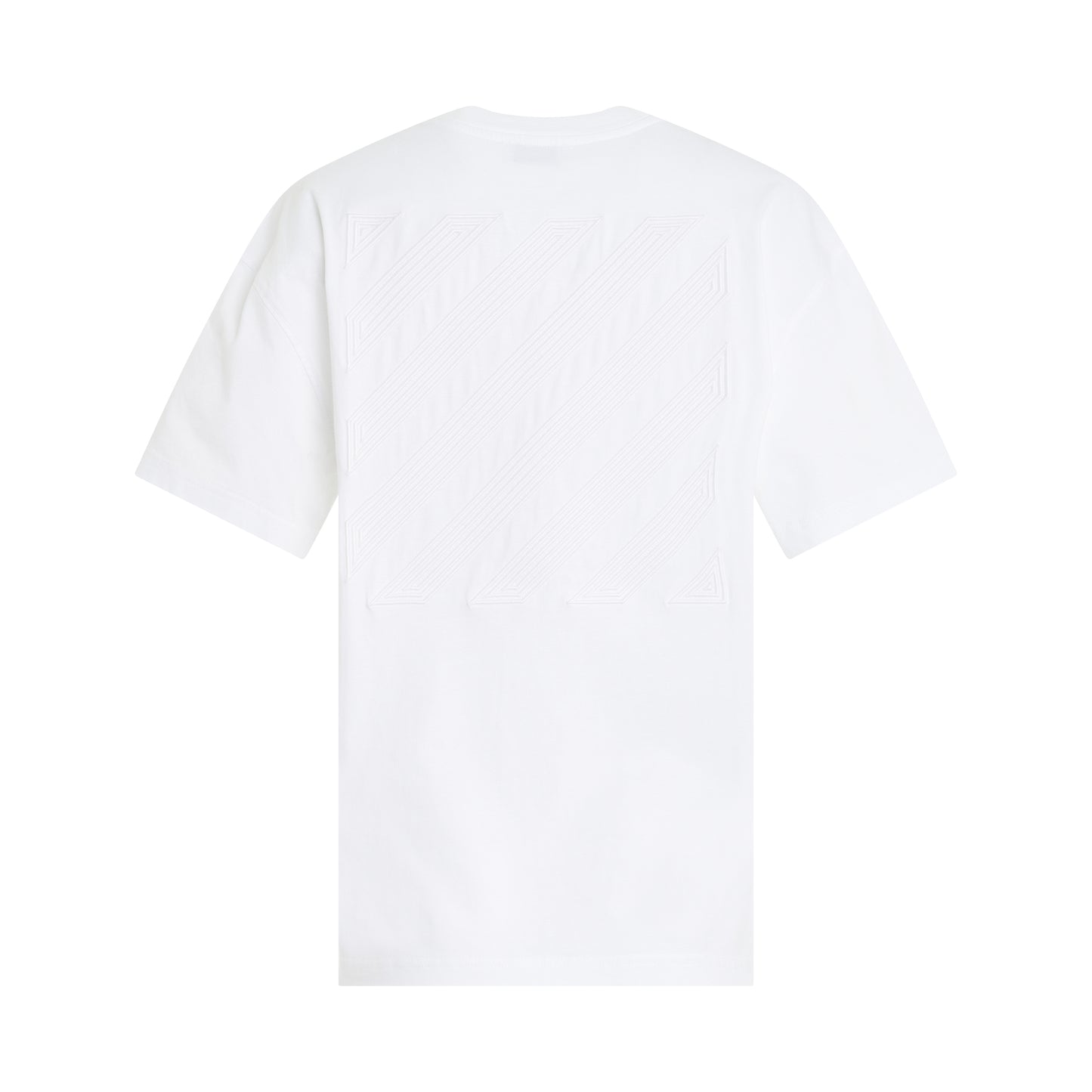 Diagonal Embroidered Casual T-Shirt in White