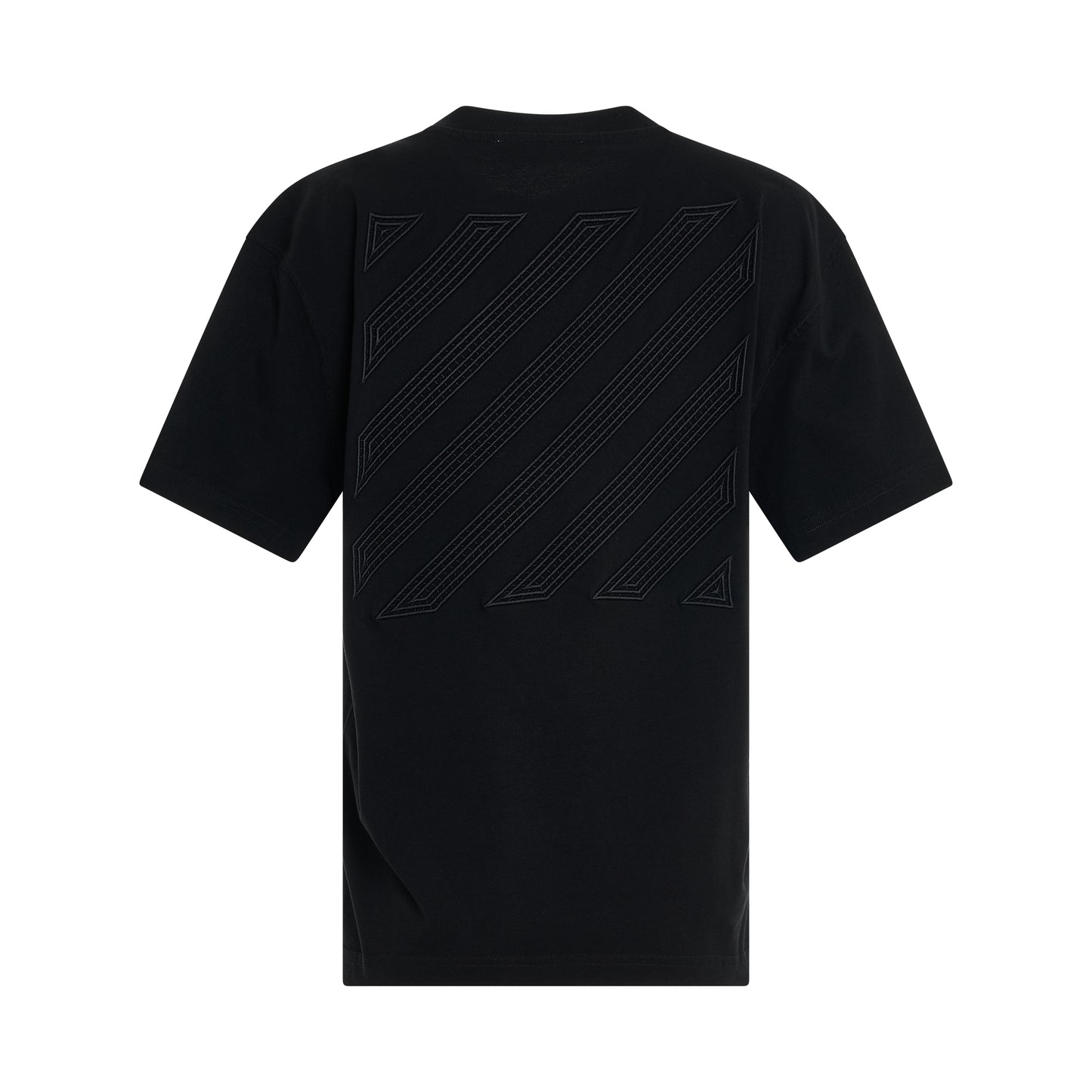 Diagonal Embroidered Casual T-Shirt in Black