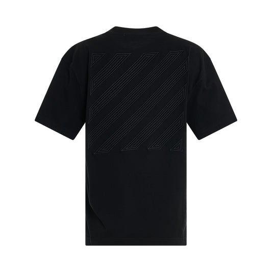 Diagonal Embroidered Casual T-Shirt in Black