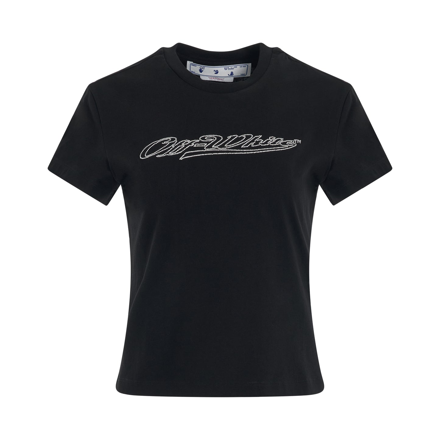 Bling Baseball Fitted T-Shirt in Black/White