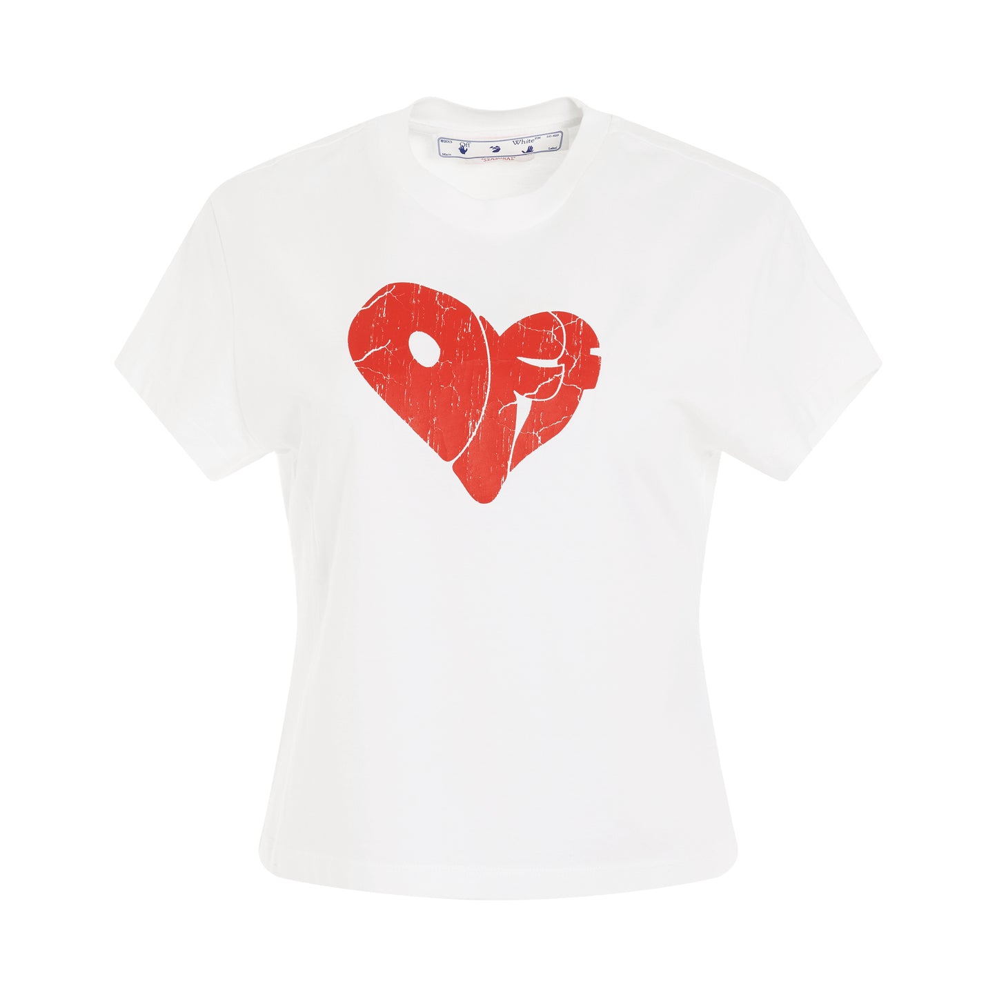 Crack Off Heart Fitted T-Shirt in White/Red
