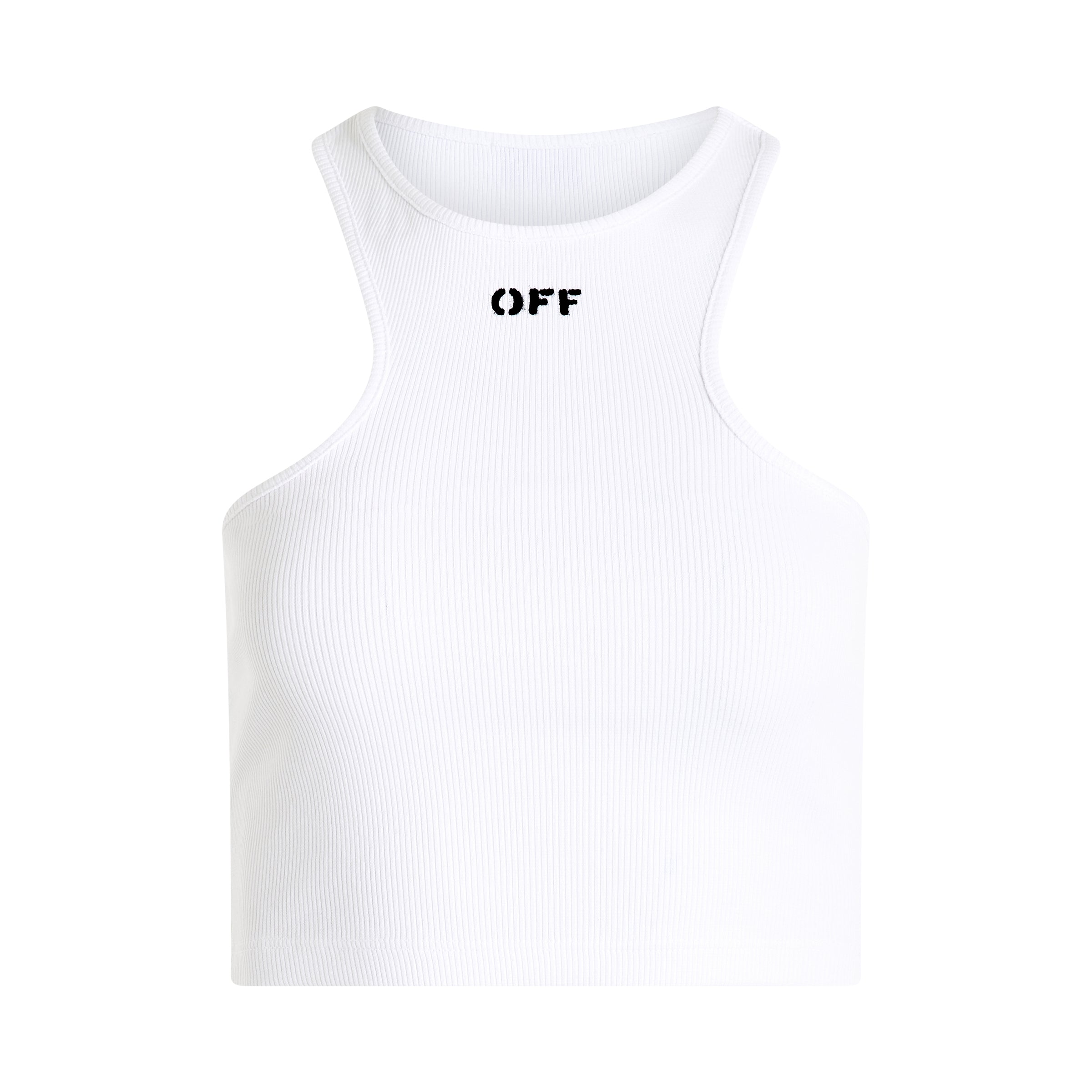 Off Stamp Rib Rowing Top in White