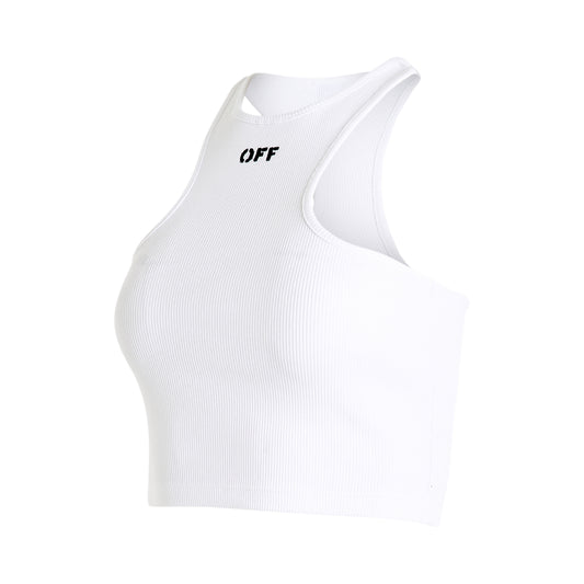 Off Stamp Rib Rowing Top in White