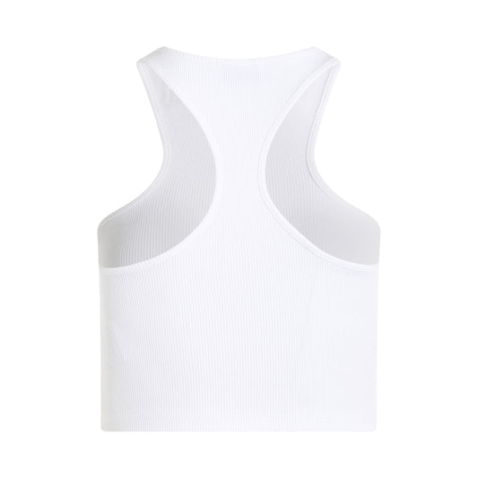 Off Stamp Rib Rowing Top in White