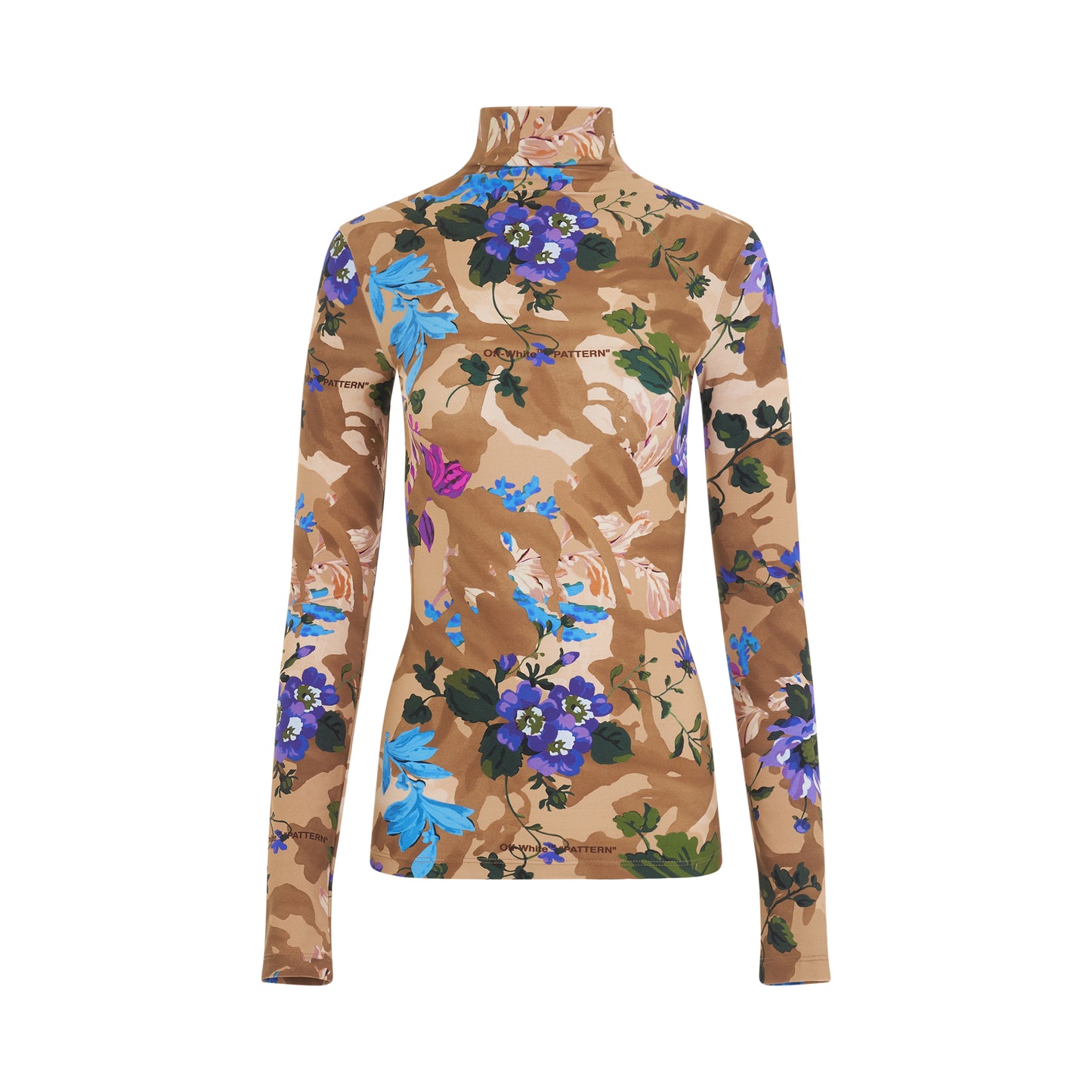 Camouflage Second Skin Long Sleeve Turtleneck in Camel/Multicolour