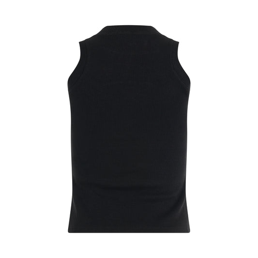 Off Stamp Rib Round Tank Top in Black