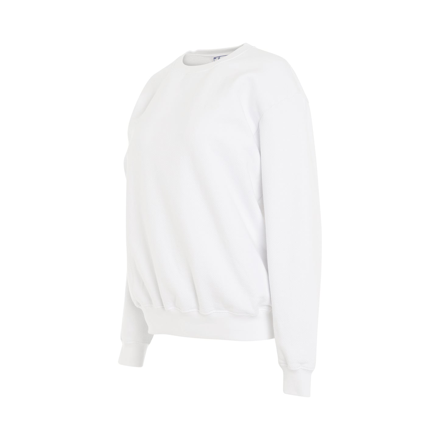 Diagonal Regular Fit Crewneck Sweatshirt in White