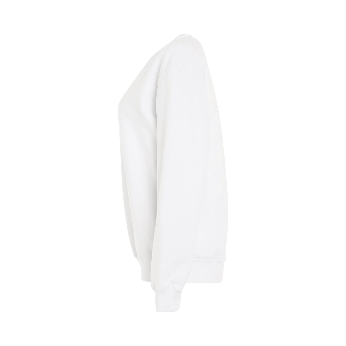 Diagonal Regular Fit Crewneck Sweatshirt in White
