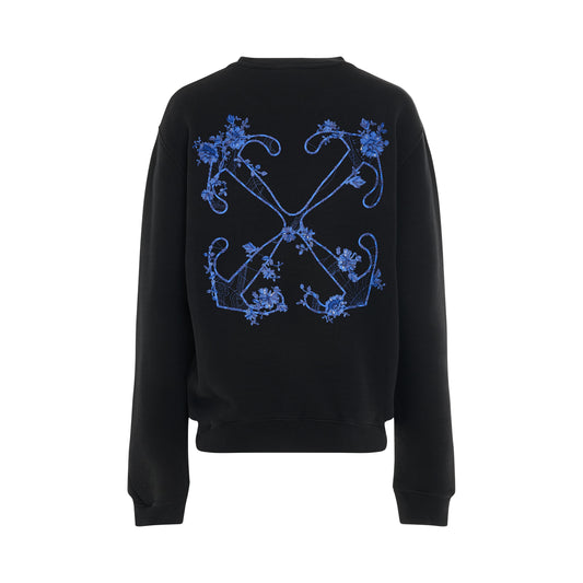 Embroidered Flower Arrow Sweatshirt in Black