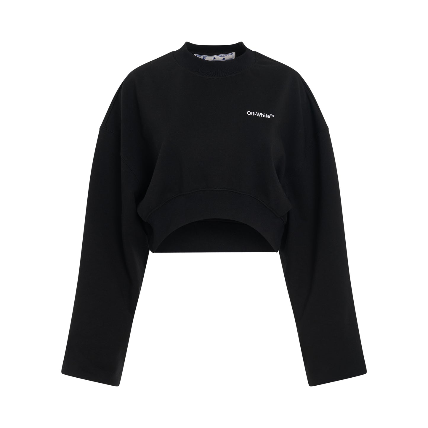 For All Helvetica Crop Oversize Crewneck Sweatshirt in Black/White