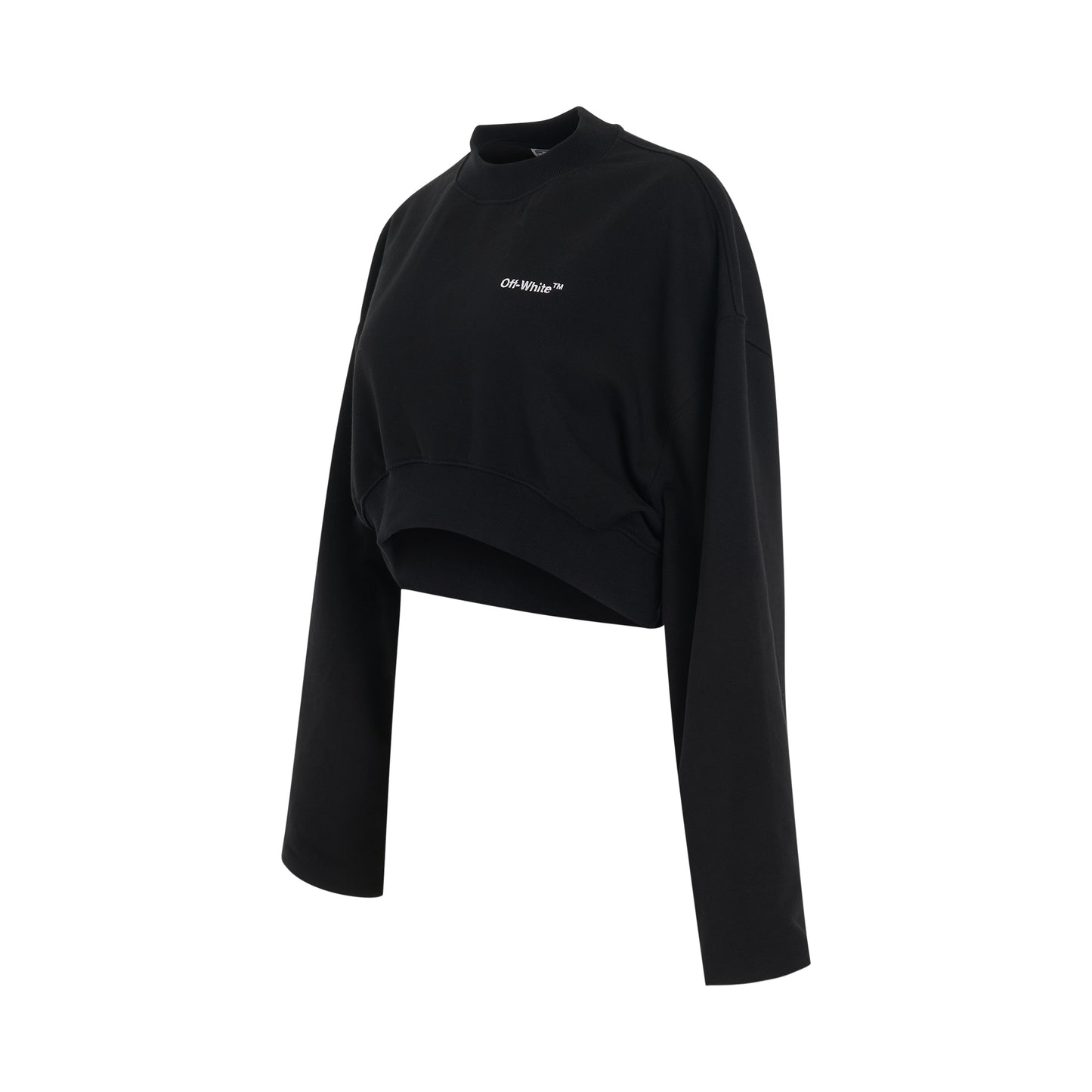 For All Helvetica Crop Oversize Crewneck Sweatshirt in Black/White