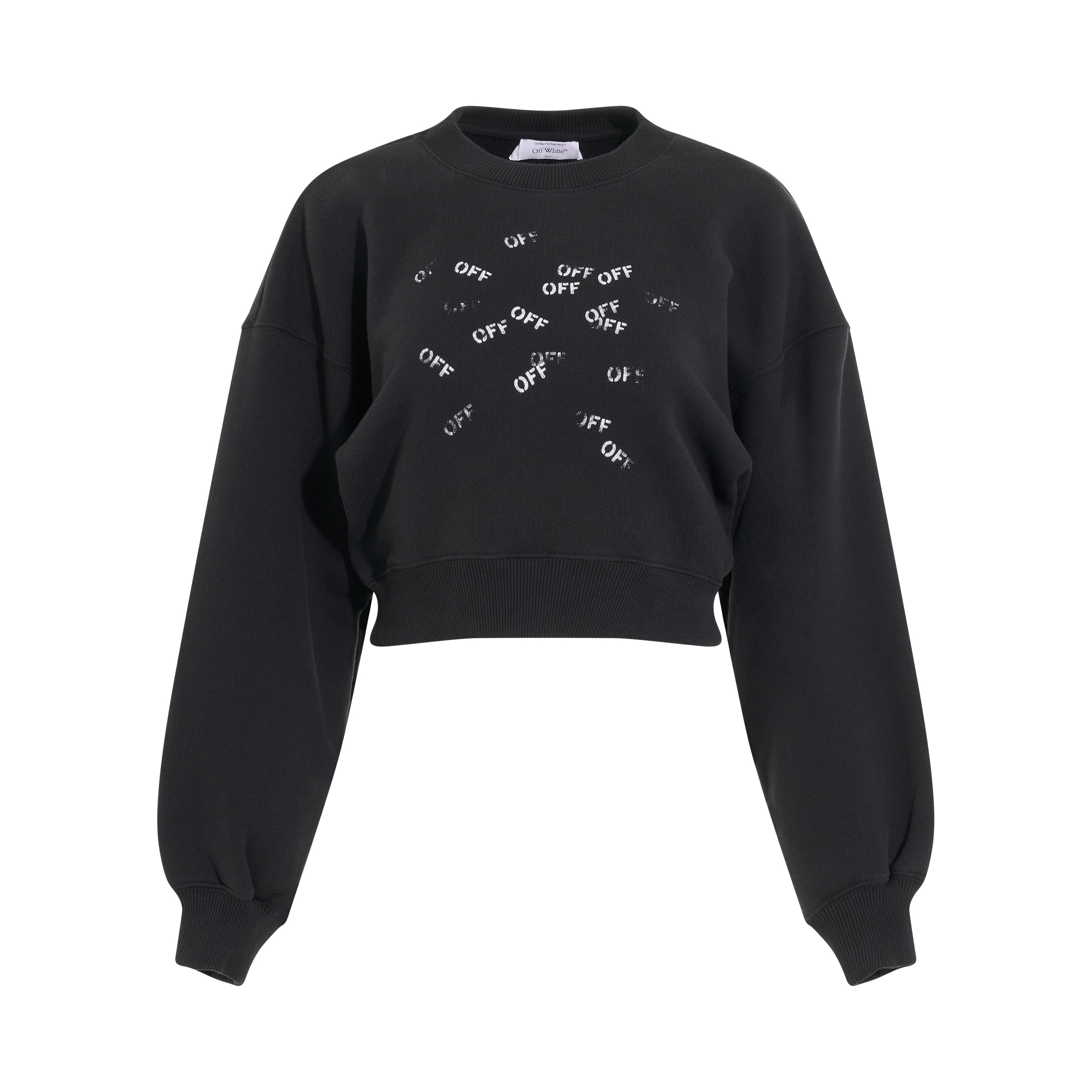 Multi Logo Crop Sweatshirt in Black