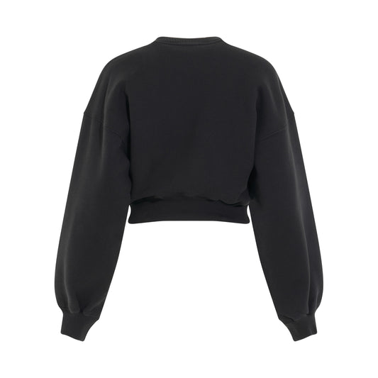 Multi Logo Crop Sweatshirt in Black