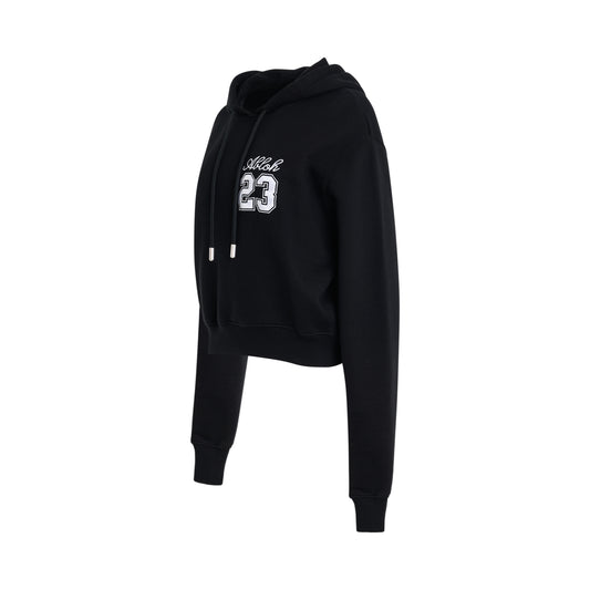 OW 23 Embroidered Cropped Hoodie in Black/White