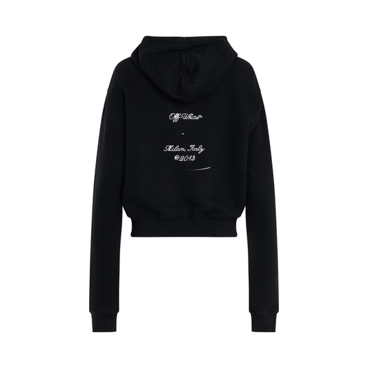 OW 23 Embroidered Cropped Hoodie in Black/White