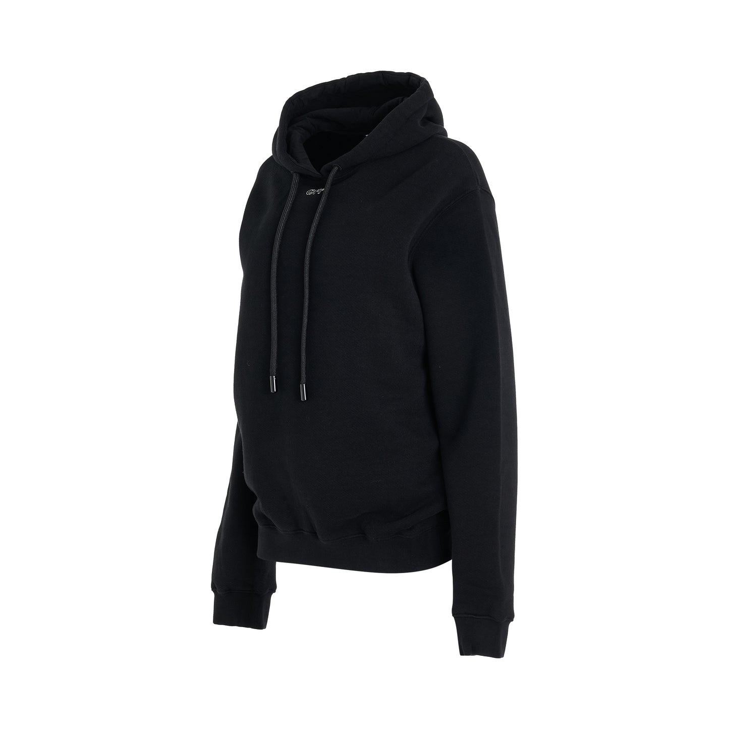Embroidered Stitch Arrow Regular Fit Hoodie in Black