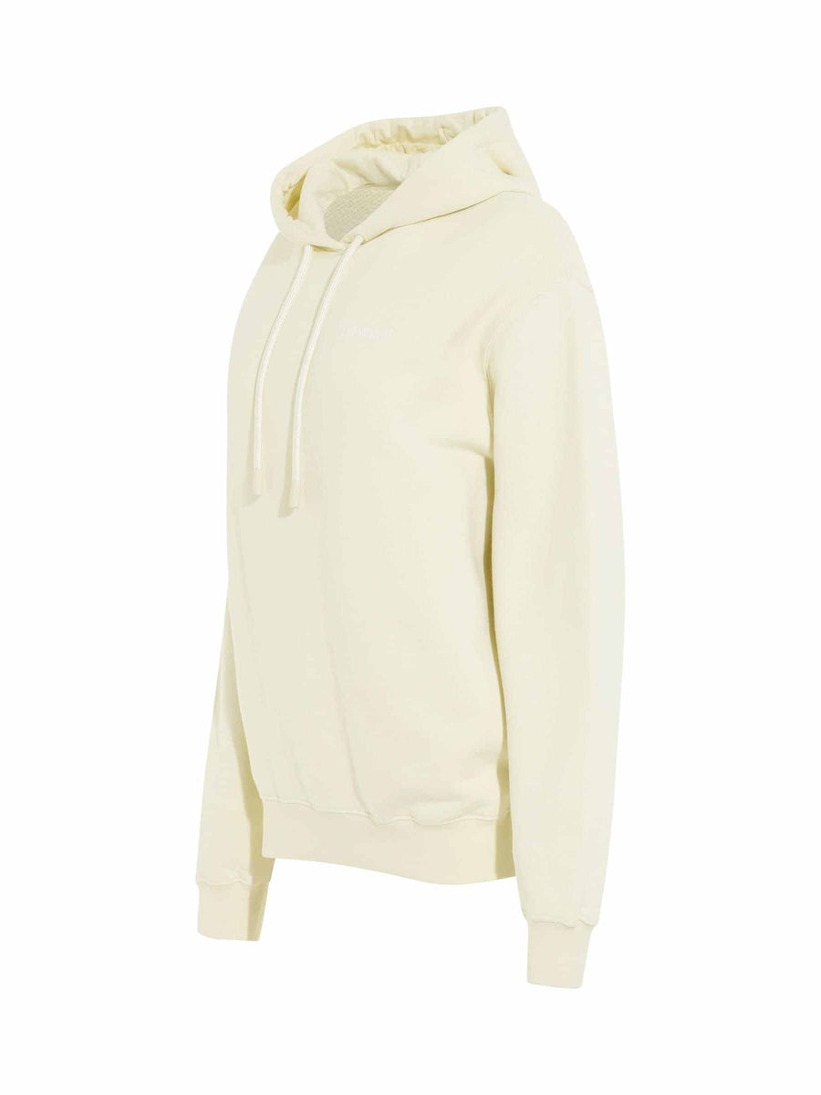 Embroidered Diagonal Tab Hoodie in Beige