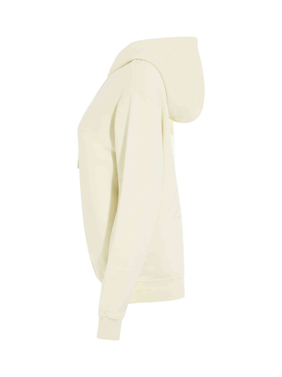 Embroidered Diagonal Tab Hoodie in Beige