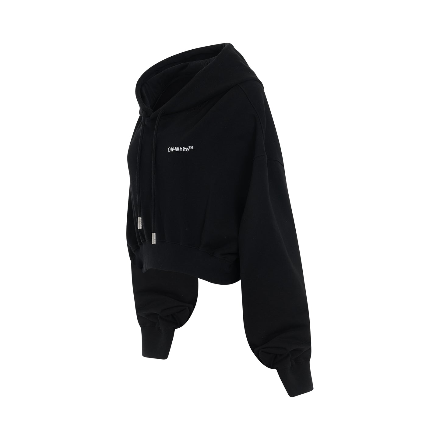 For All Helvetica Crop Oversize Hoodie in Black/White