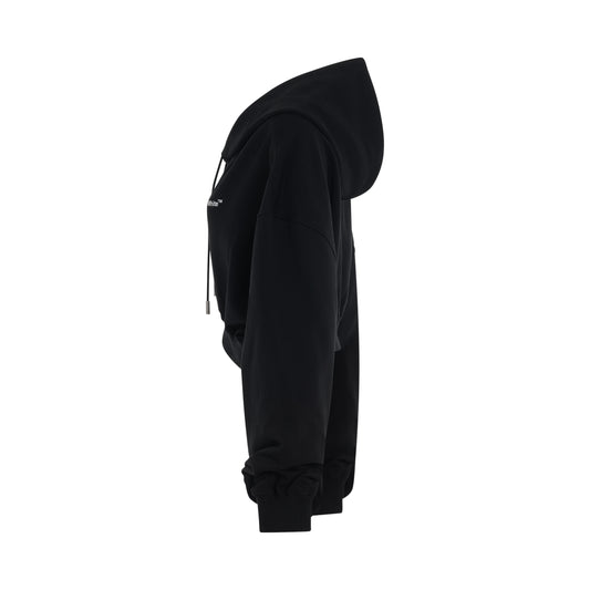 For All Helvetica Crop Oversize Hoodie in Black/White