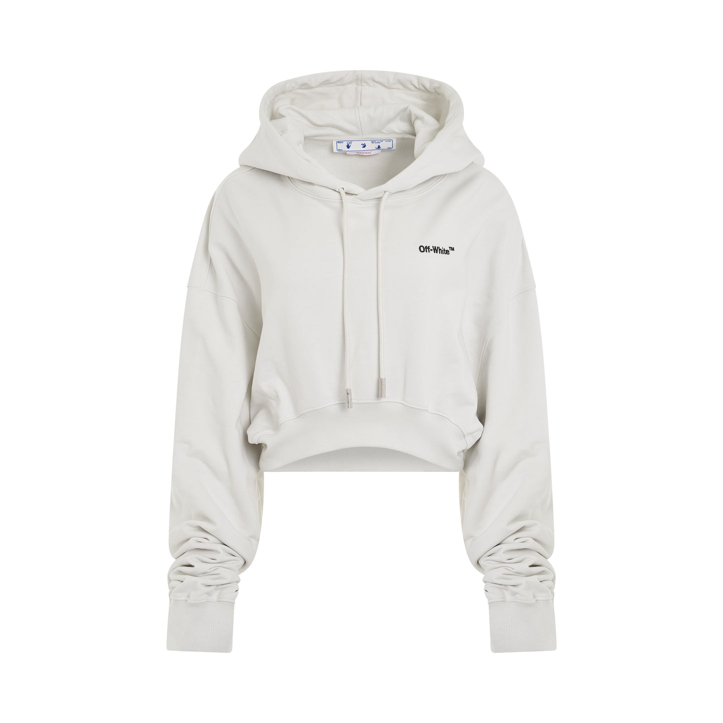 For All Helvetica Crop Oversize Hoodie in White/Black