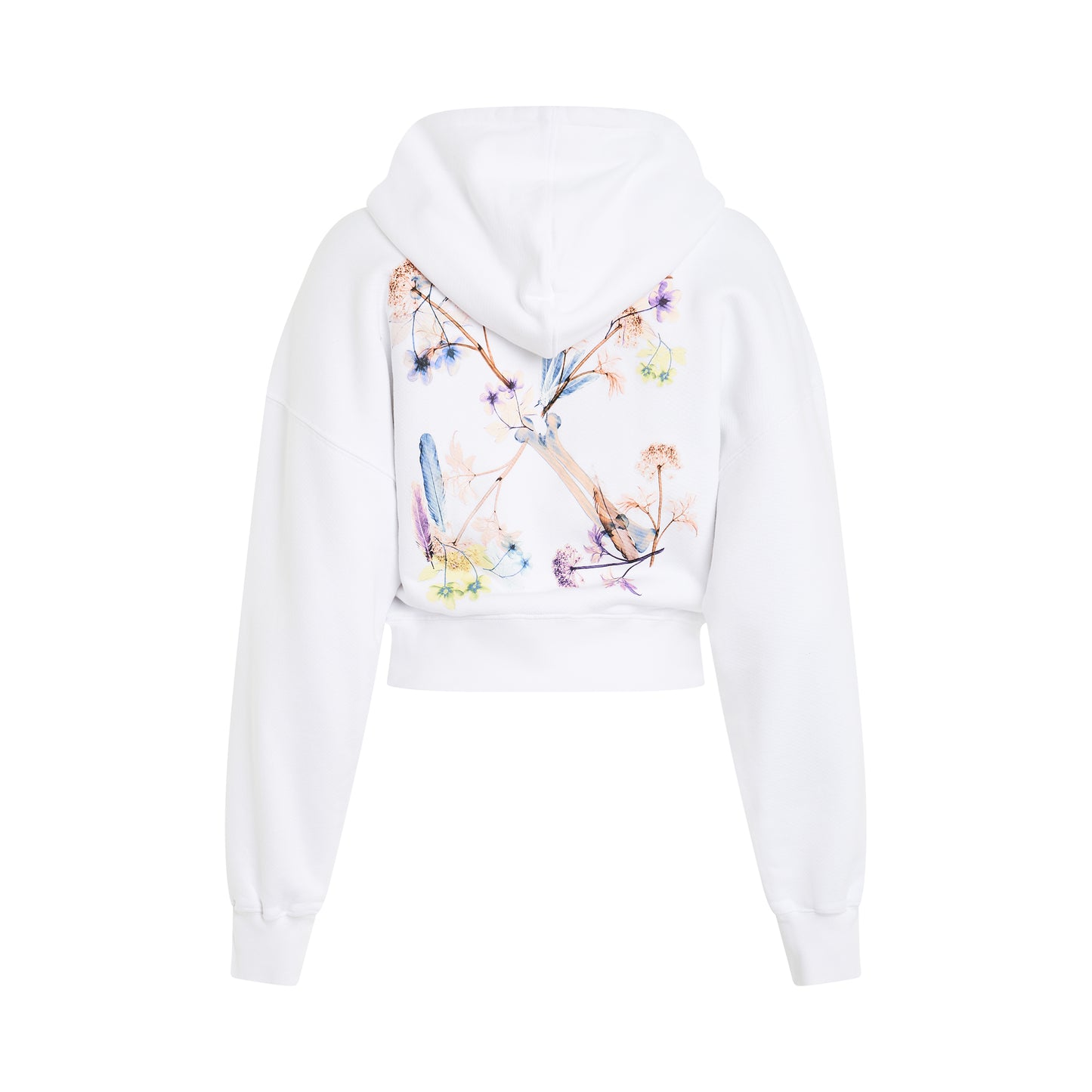 X-Ray Arrow Crop Hoodie in White/Multicolour