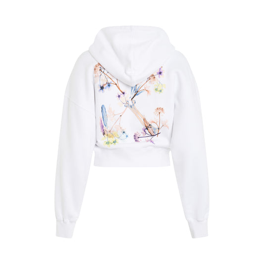 X-Ray Arrow Crop Hoodie in White/Multicolour