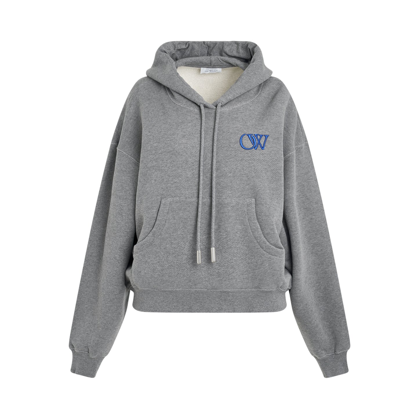 Embroidered OW Oversized Hoodie in Grey Melange/Nautical Blue