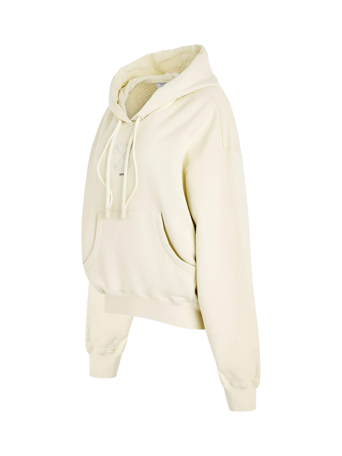 Small Arrow Pearl Oversize Fit Hoodie in Beige