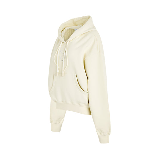 Small Arrow Pearl Oversize Fit Hoodie in Beige