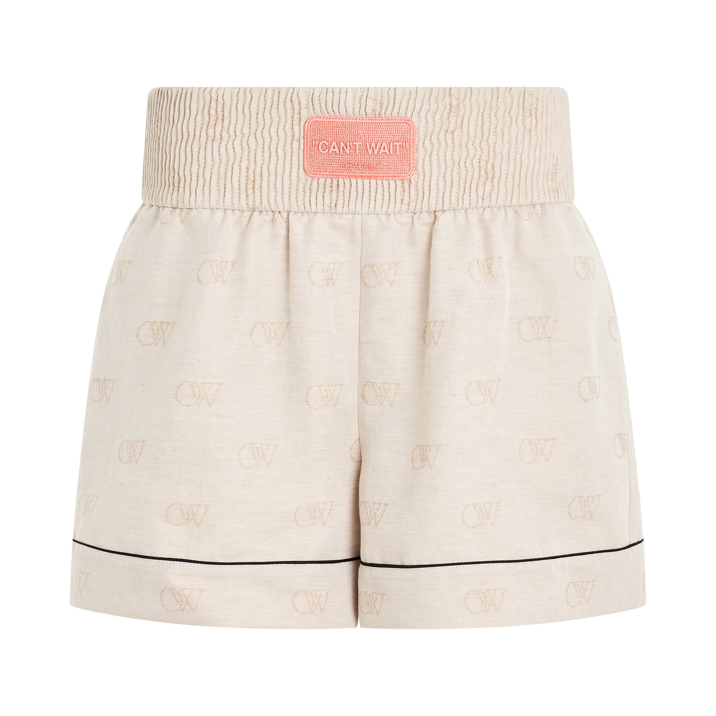 Linen Jacquard Pajama Short in Cream