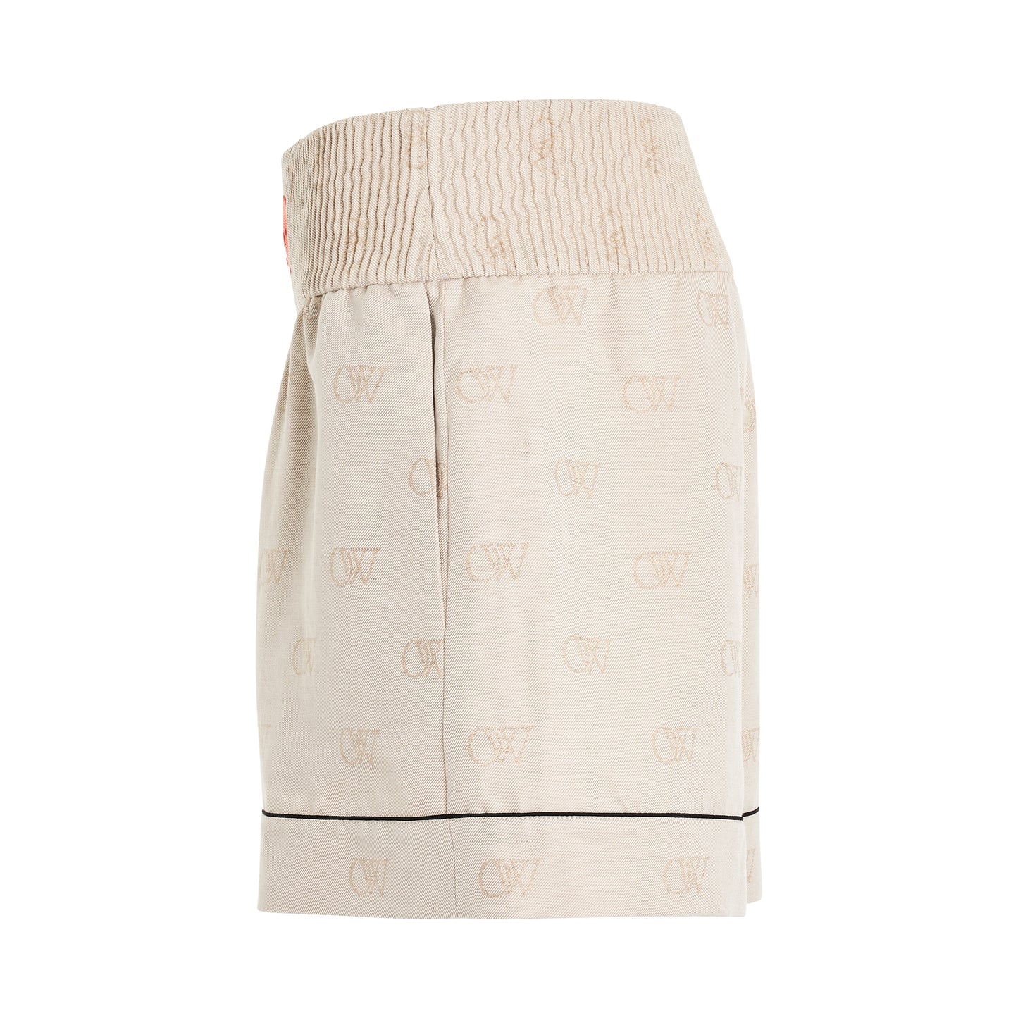 Linen Jacquard Pajama Short in Cream