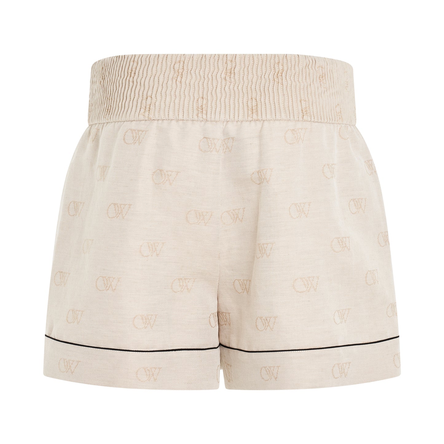 Linen Jacquard Pajama Short in Cream