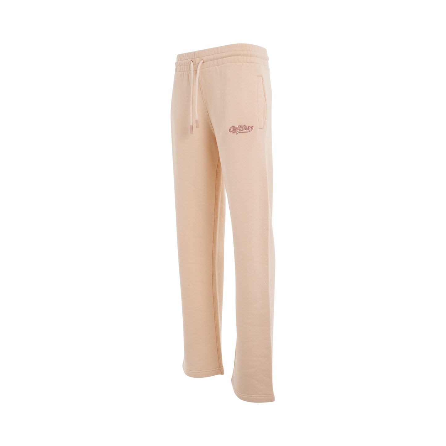 Embroidered Baseball Logo Tapered Pants in Nude/Fuchsia