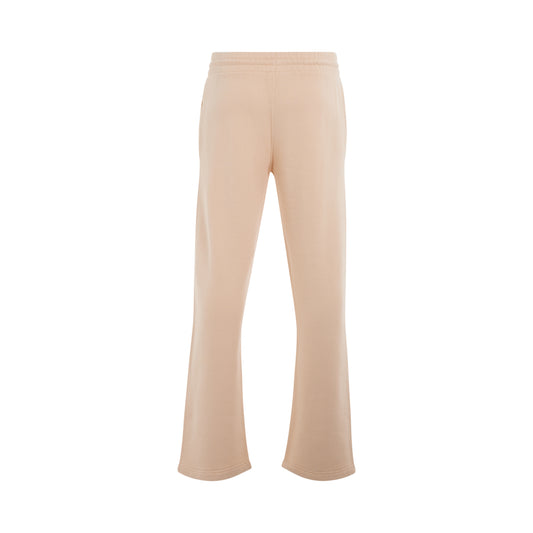 Embroidered Baseball Logo Tapered Pants in Nude/Fuchsia