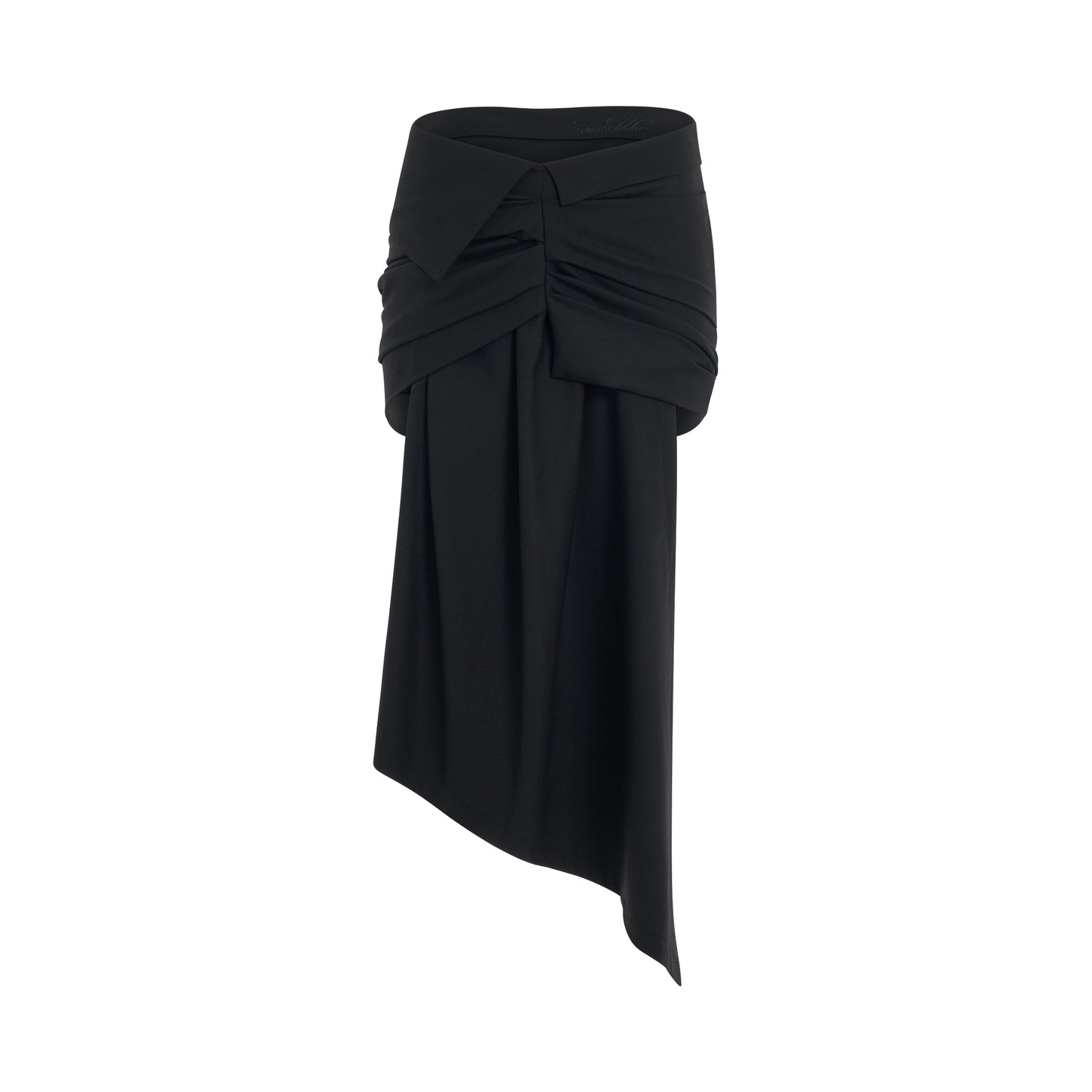 Bow Wool Draped Mini Skirt in Black