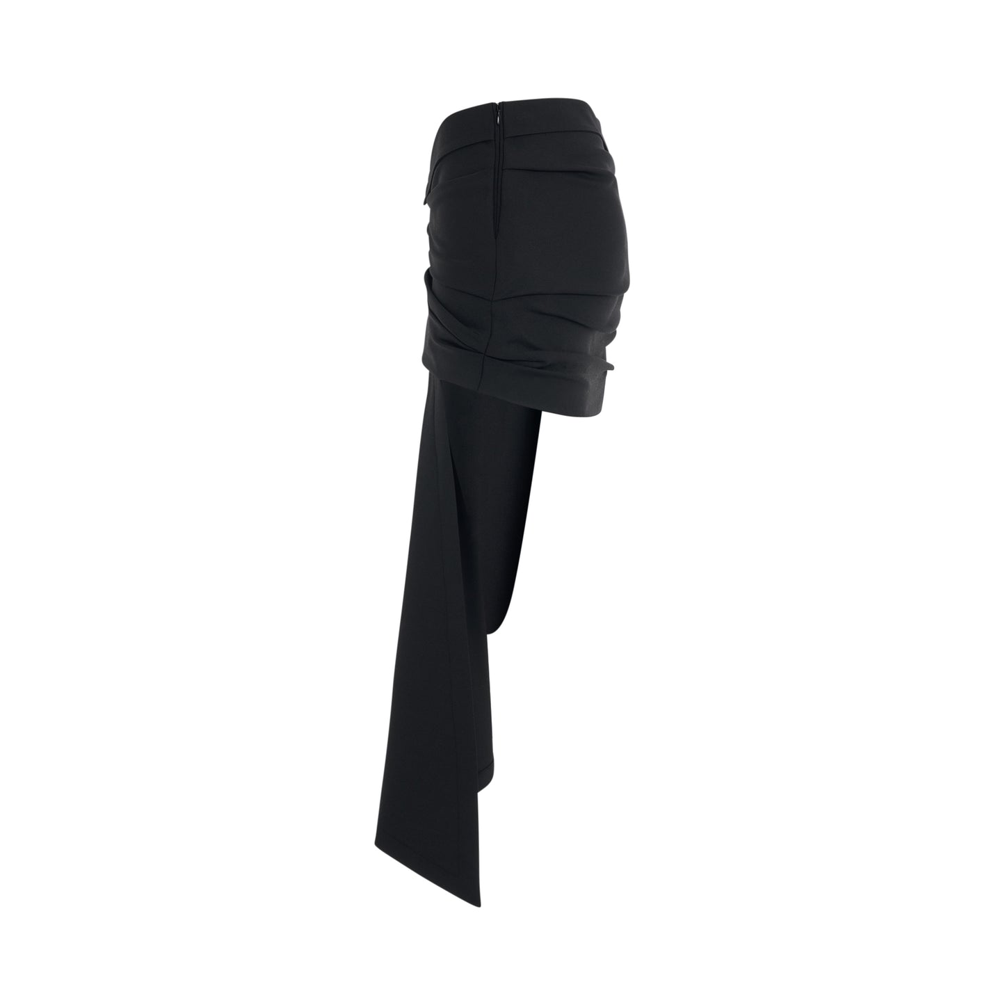 Bow Wool Draped Mini Skirt in Black