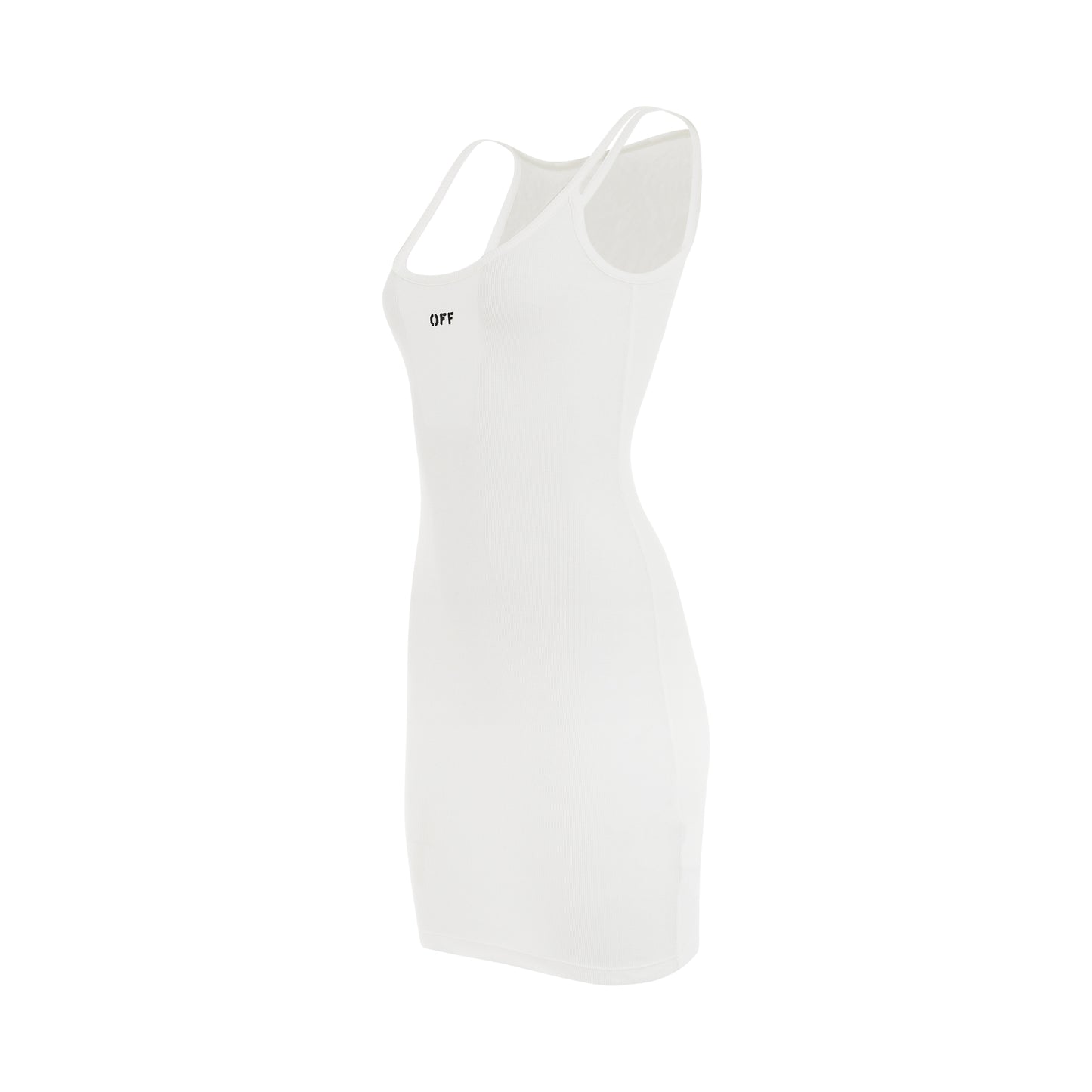 Off Stamp Basic Ribbed Dress in White/Black