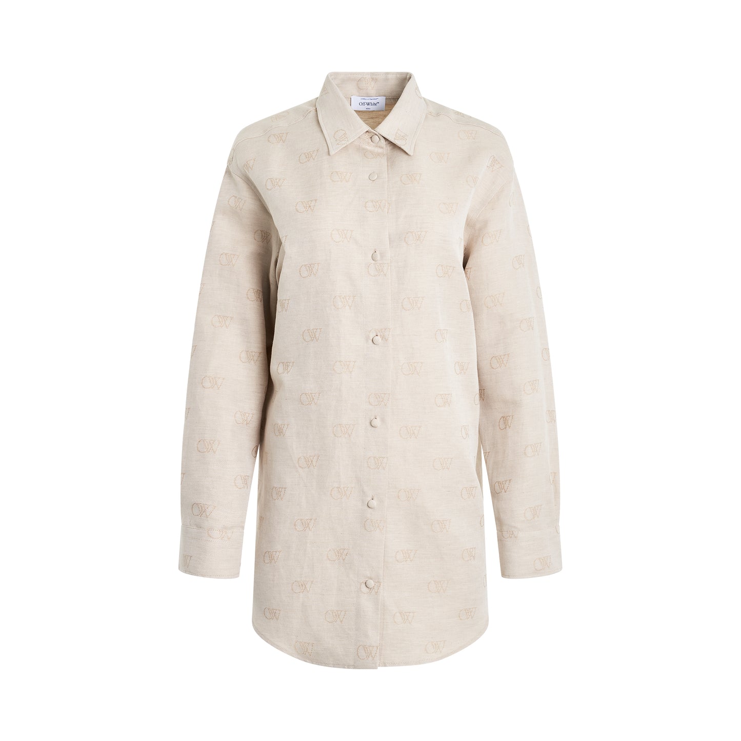 Linen Jacquard Overshirt in Cream