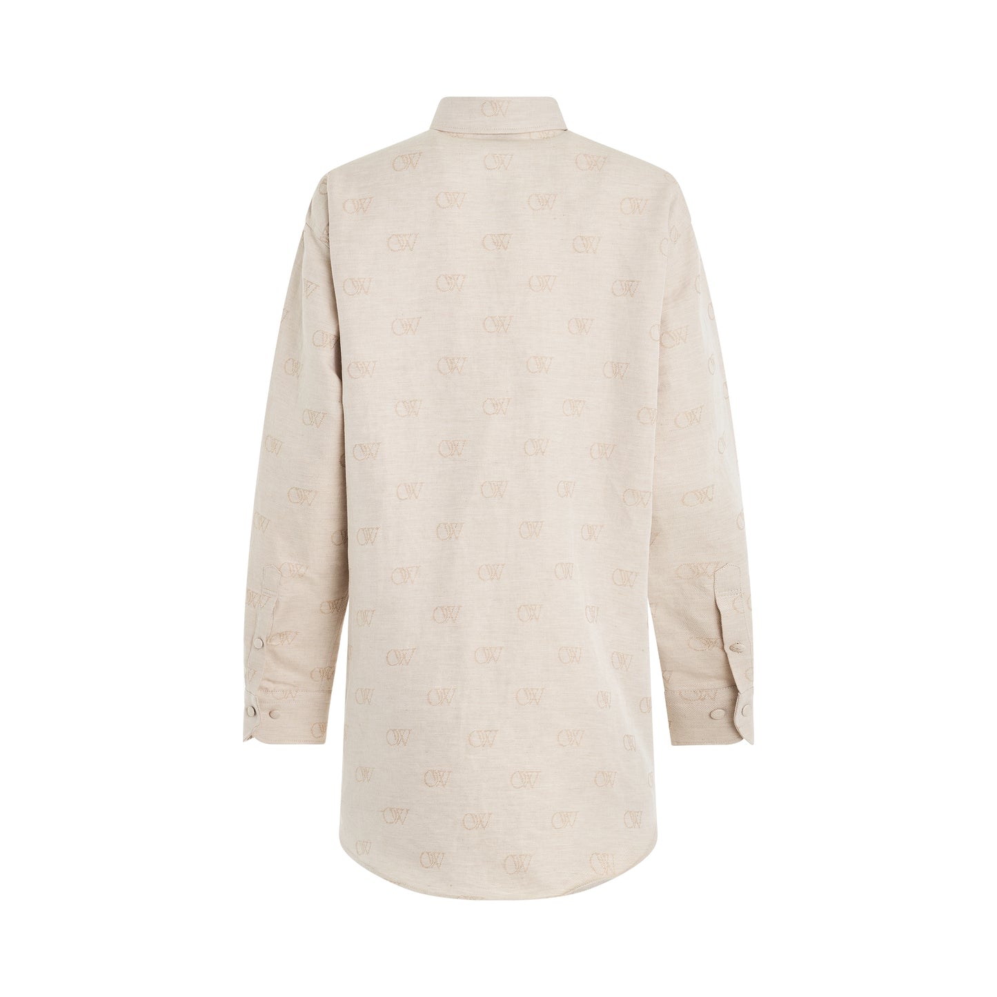 Linen Jacquard Overshirt in Cream