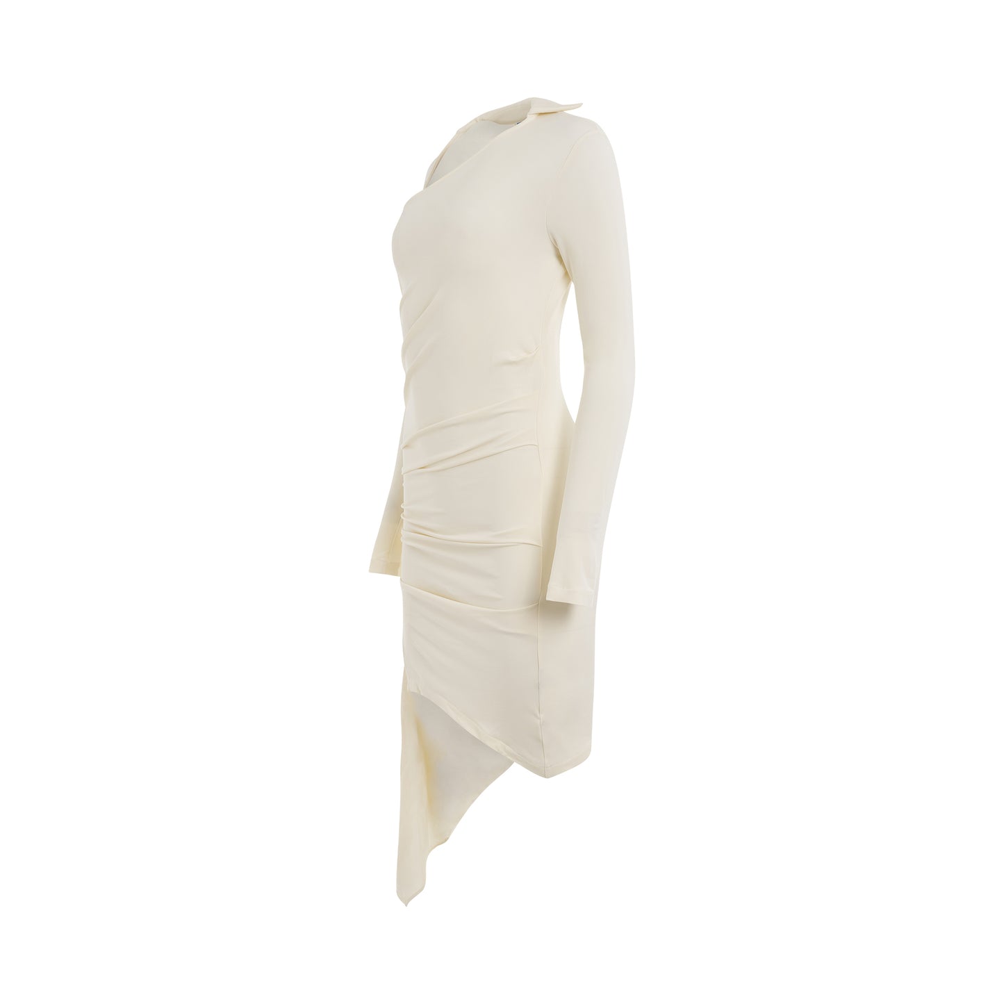 Viscose Crepe Draped Mini Dress in White