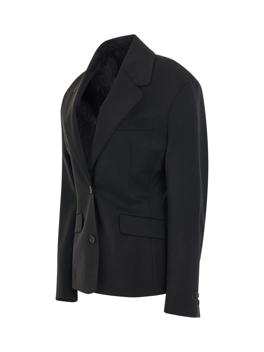 Wool Blend Round Jacket in Black