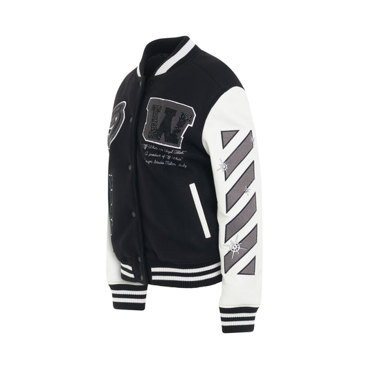 Bling Meteor Moon Varsity Jacket in Black