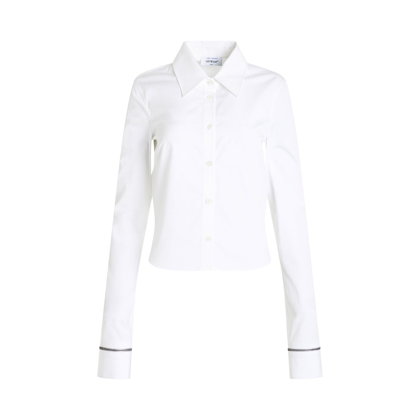 Poplin Zip Cuff Shirt in White